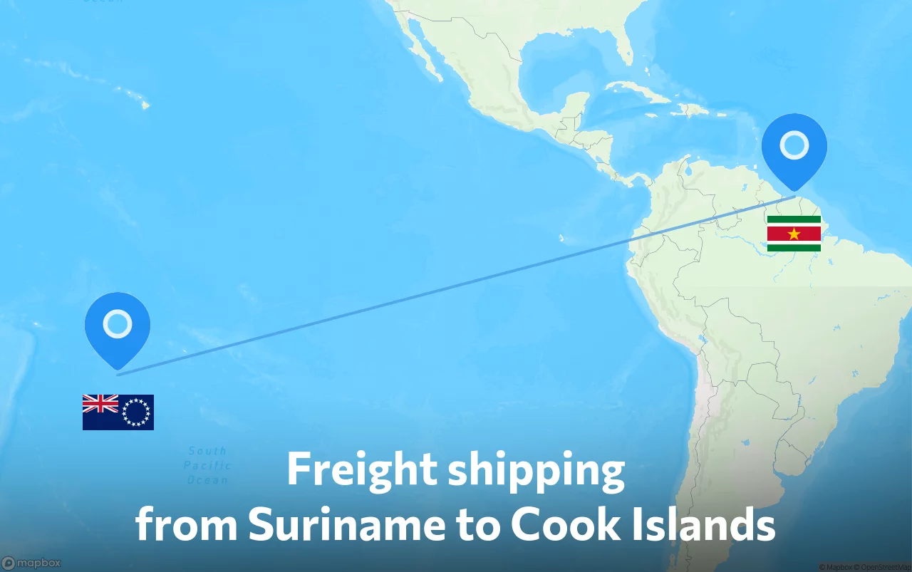 Shipping route from Suriname to Cook Islands