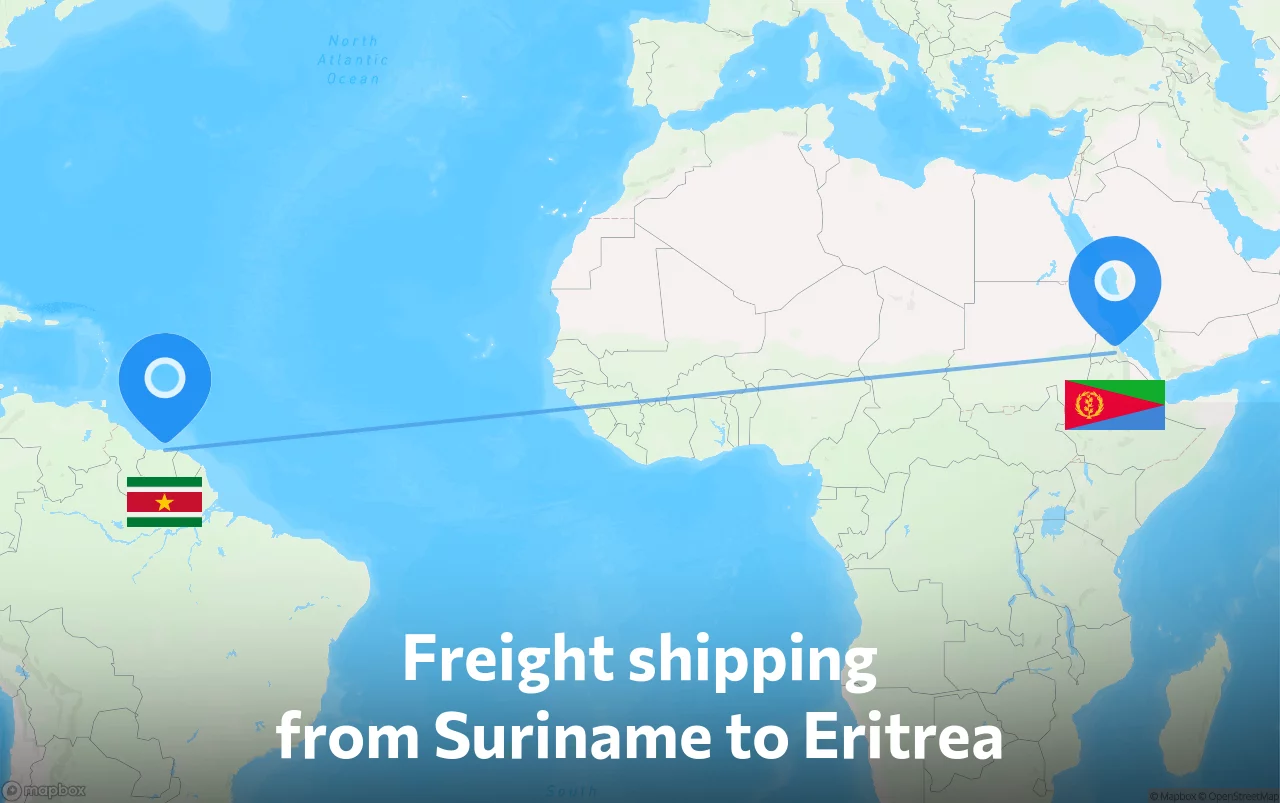 Shipping route from Suriname to Eritrea