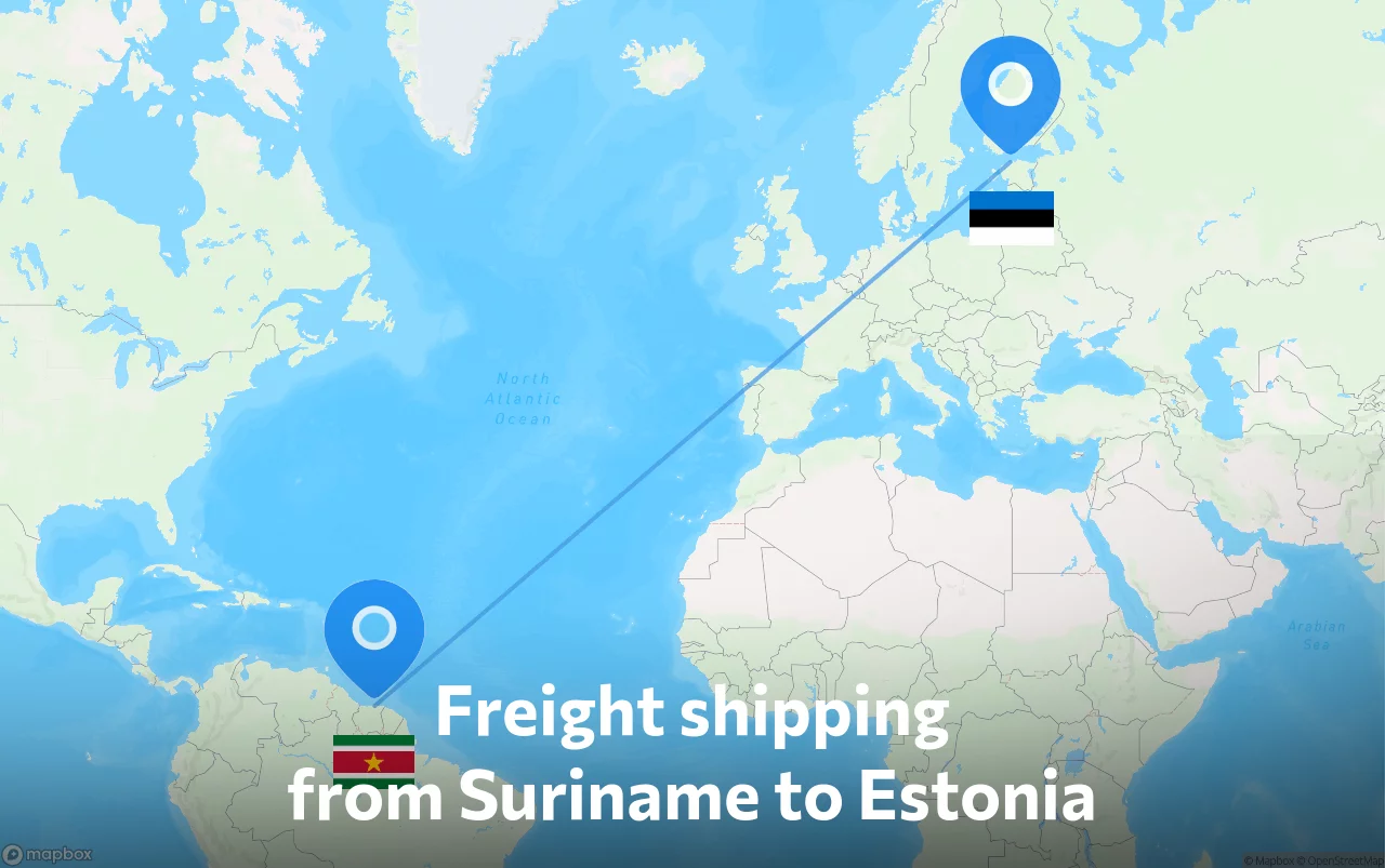 Shipping route from Suriname to Estonia