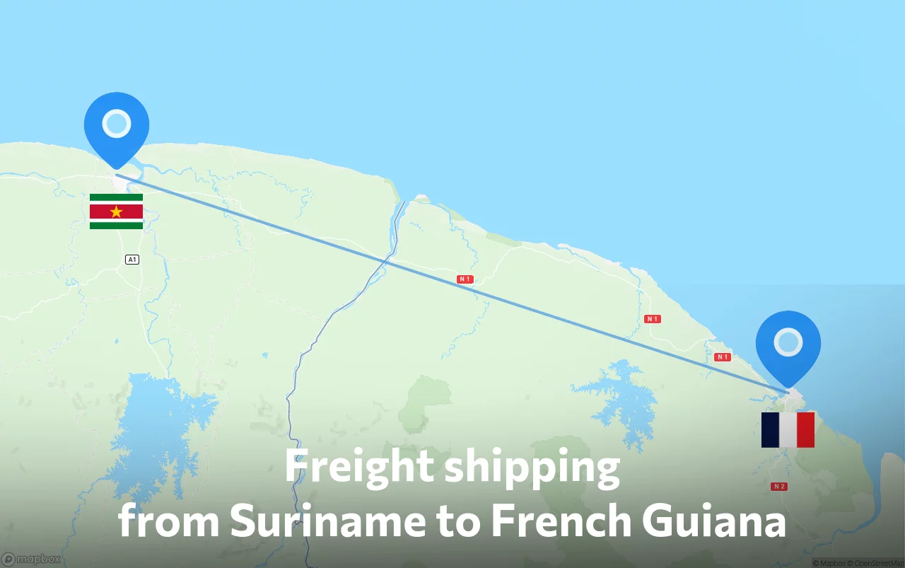 Shipping route from Suriname to French Guiana