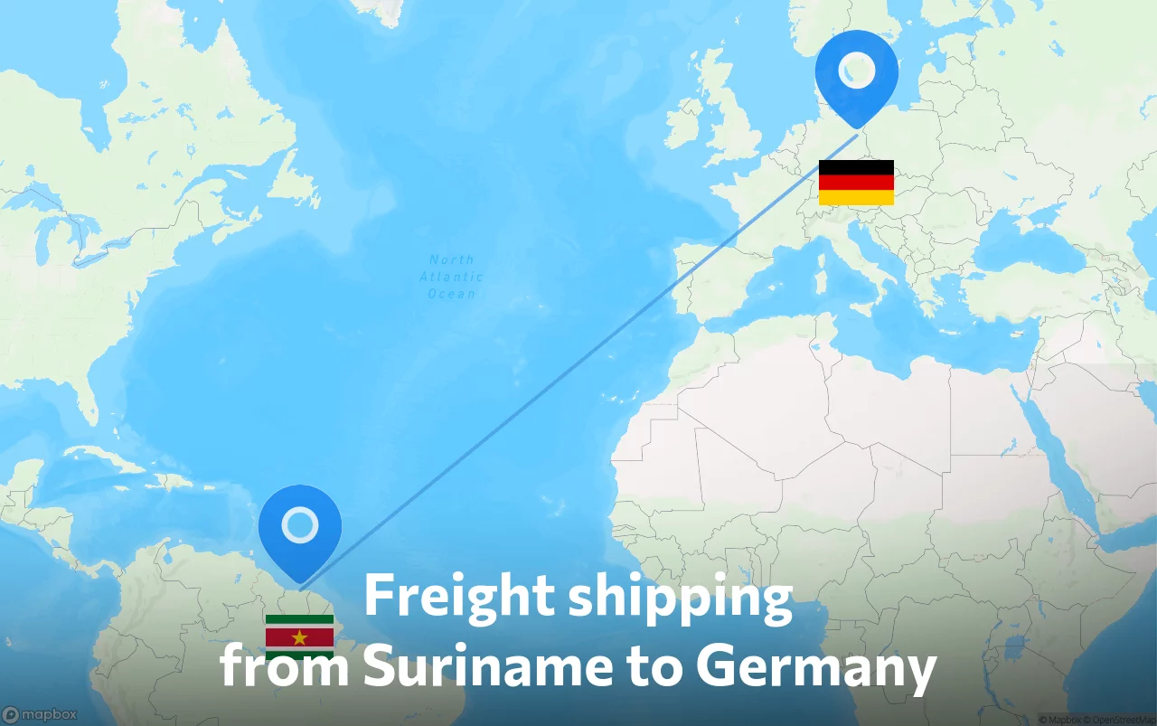 Shipping route from Suriname to Germany
