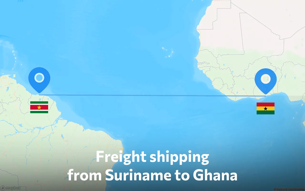 Shipping route from Suriname to Ghana
