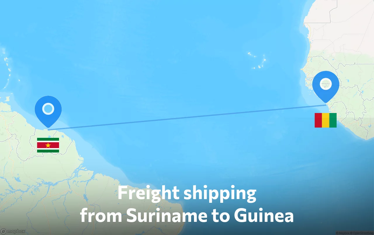 Shipping route from Suriname to Guinea