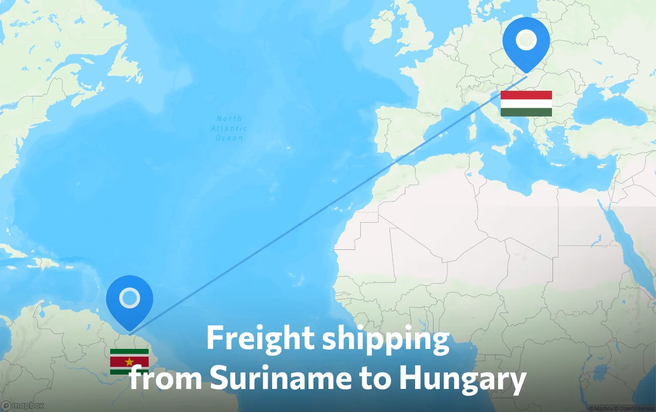Shipping route from Suriname to Hungary