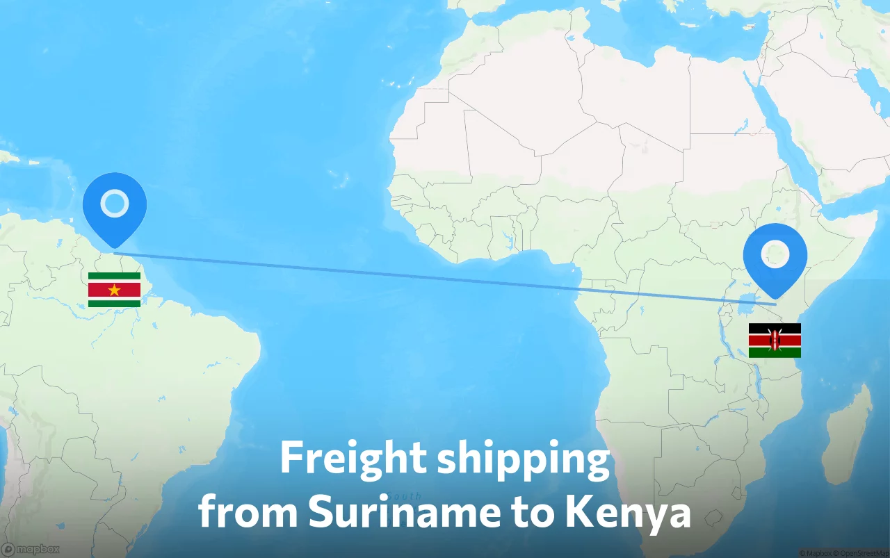 Shipping route from Suriname to Kenya