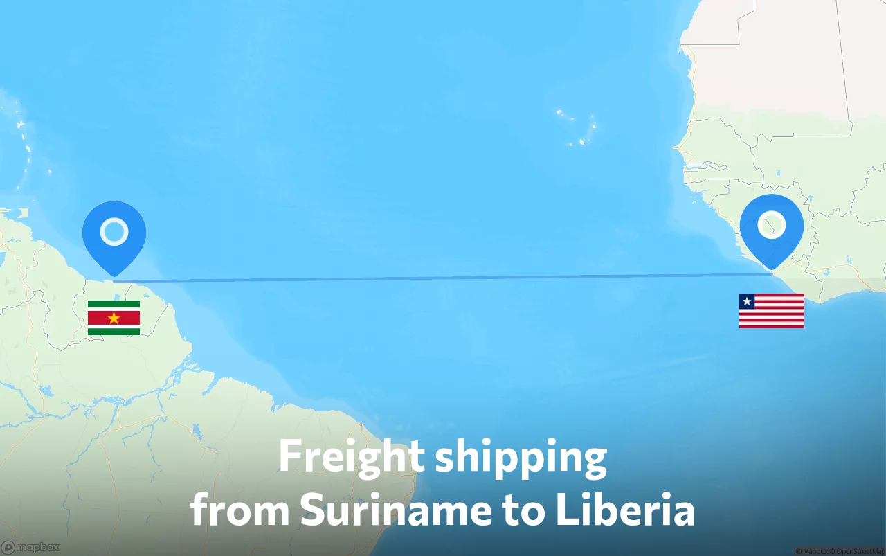 Shipping route from Suriname to Liberia