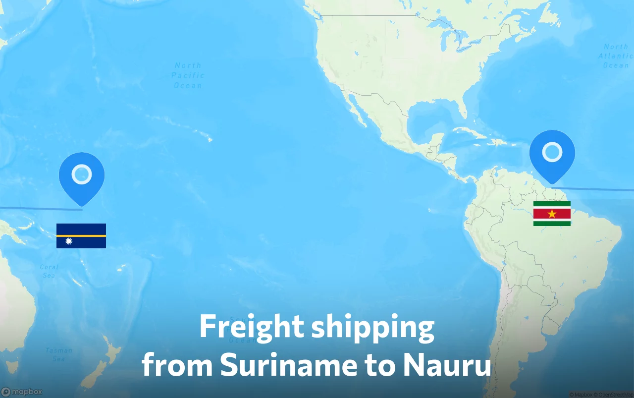 Shipping route from Suriname to Nauru