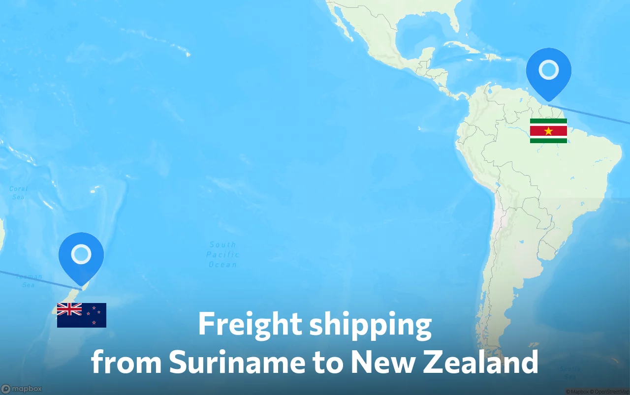 Shipping route from Suriname to New Zealand