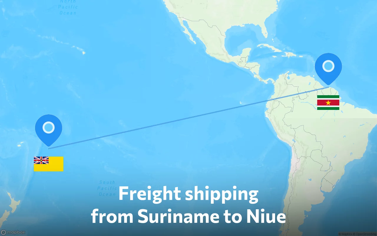 Shipping route from Suriname to Niue