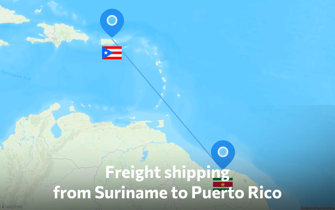 Shipping route from Suriname to Puerto Rico