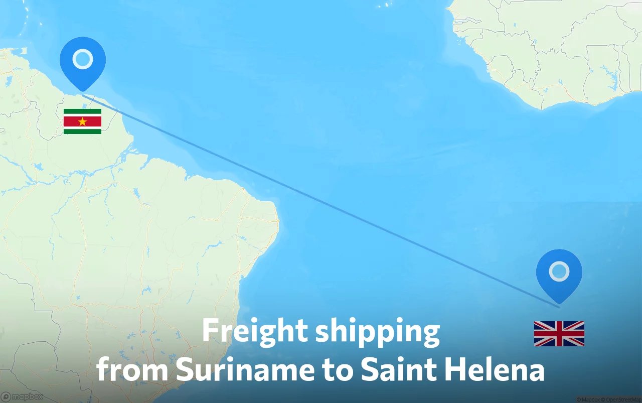 Shipping route from Suriname to Saint Helena