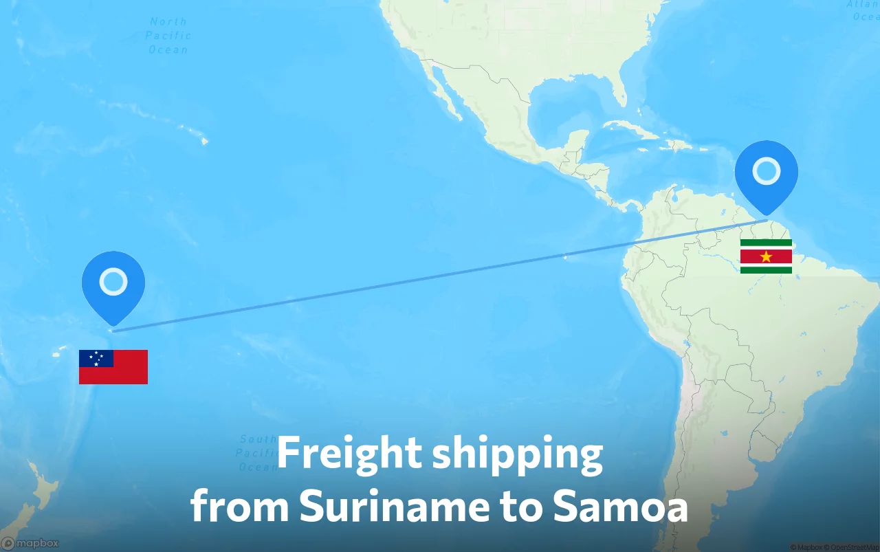 Shipping route from Suriname to Samoa