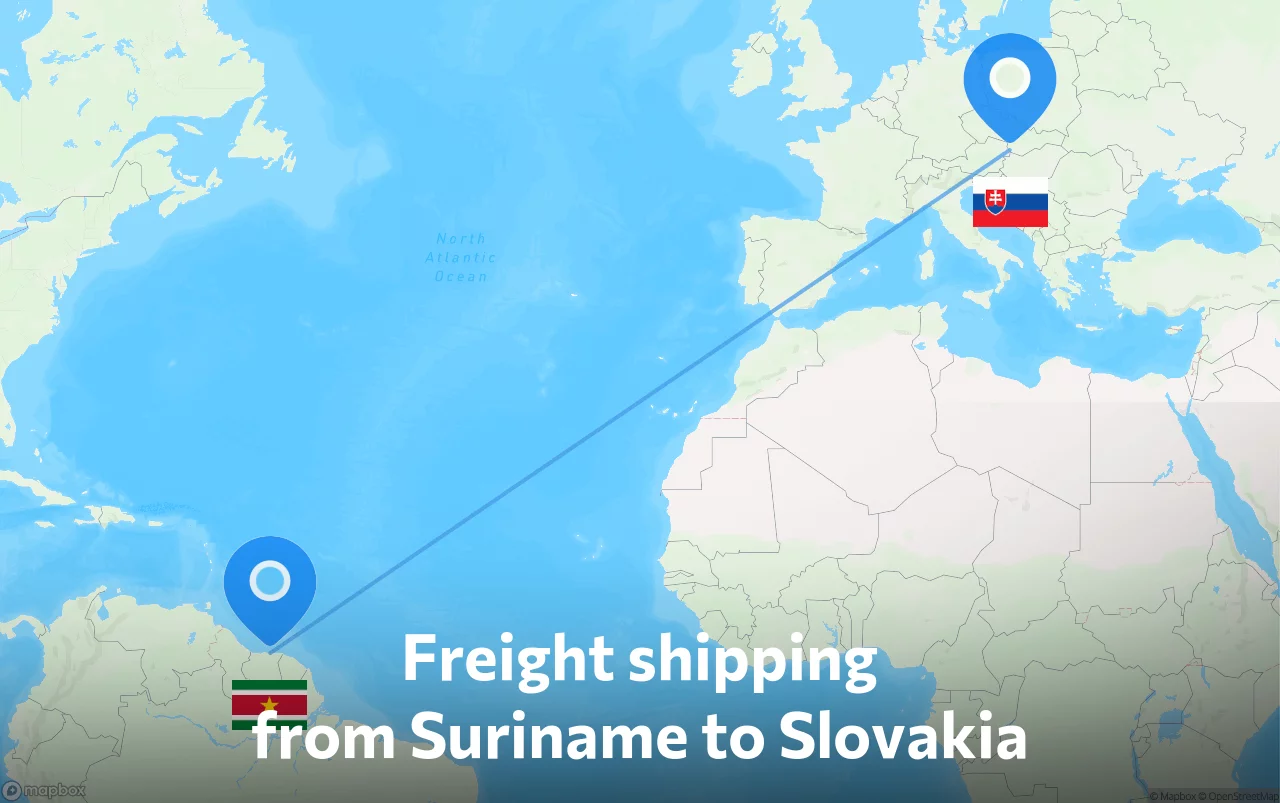 Shipping route from Suriname to Slovakia