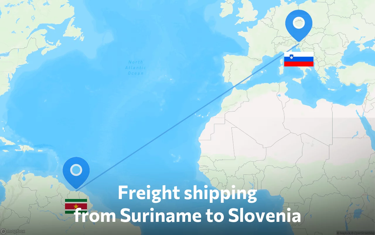 Shipping route from Suriname to Slovenia