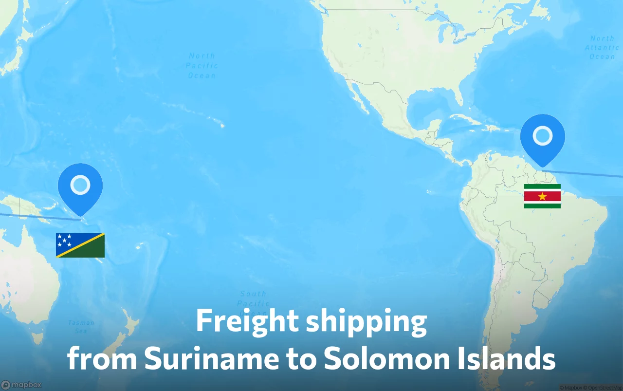 Shipping route from Suriname to Solomon Islands