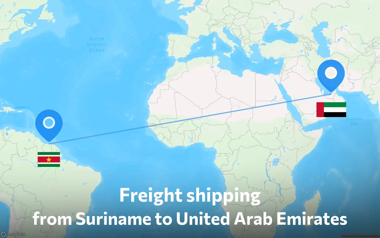 Shipping route from Suriname to United Arab Emirates