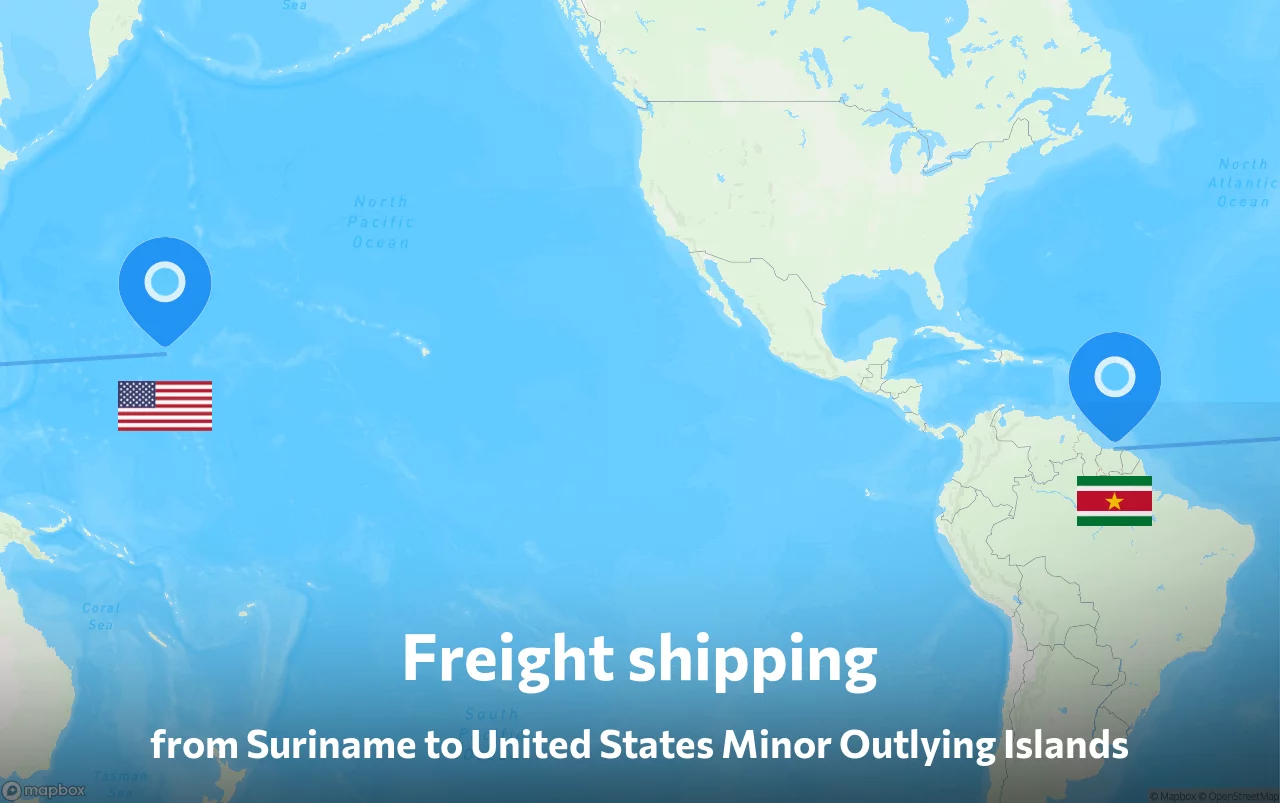 Shipping route from Suriname to United States Minor Outlying Islands