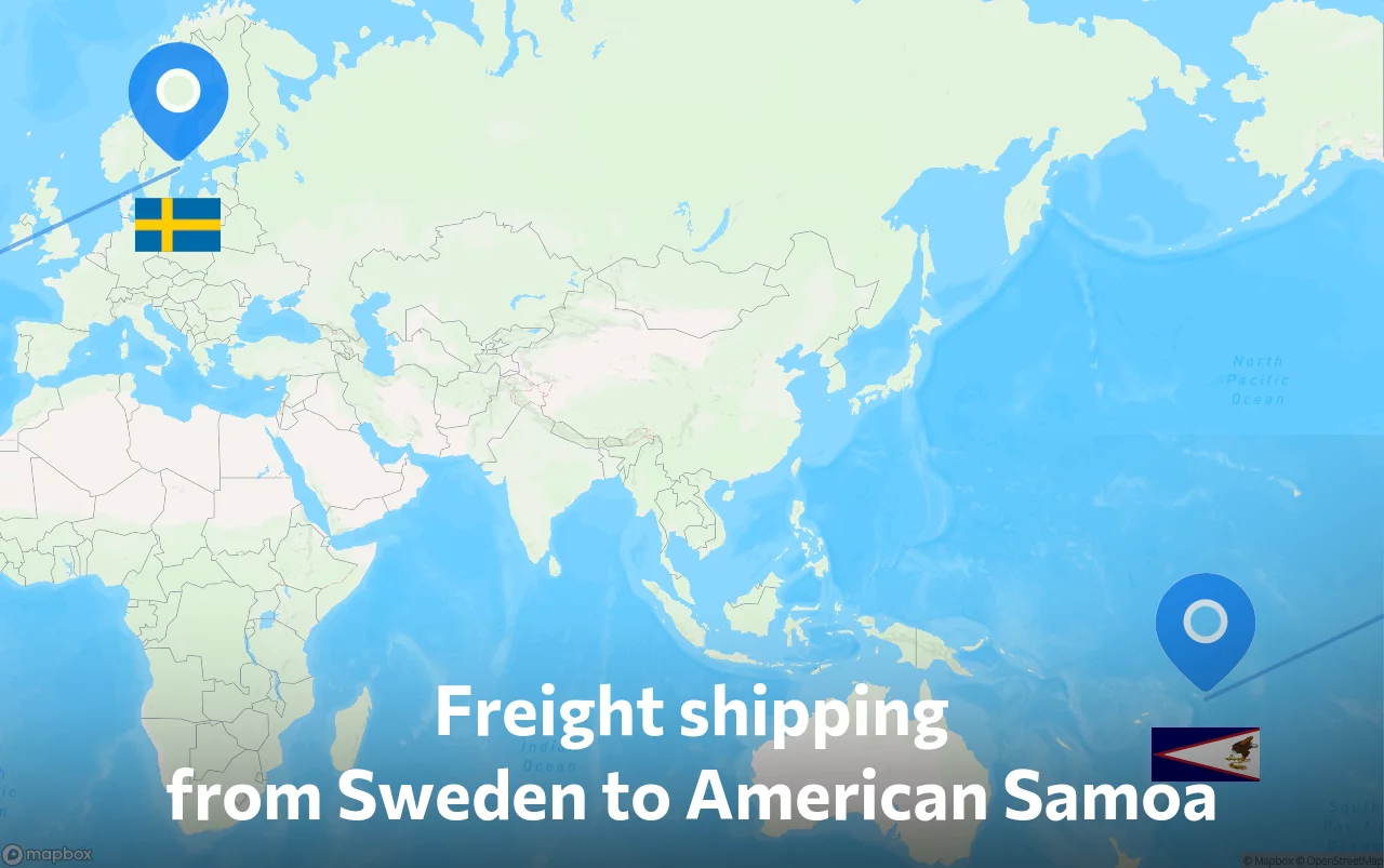Shipping route from Sweden to American Samoa