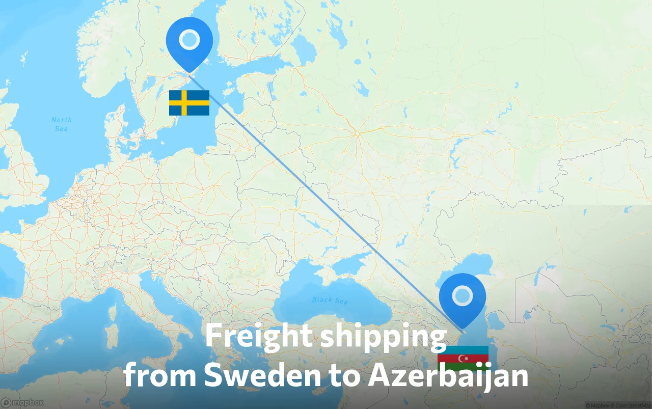 Shipping route from Sweden to Azerbaijan