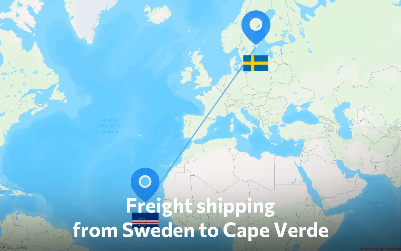 Shipping route from Sweden to Cape Verde