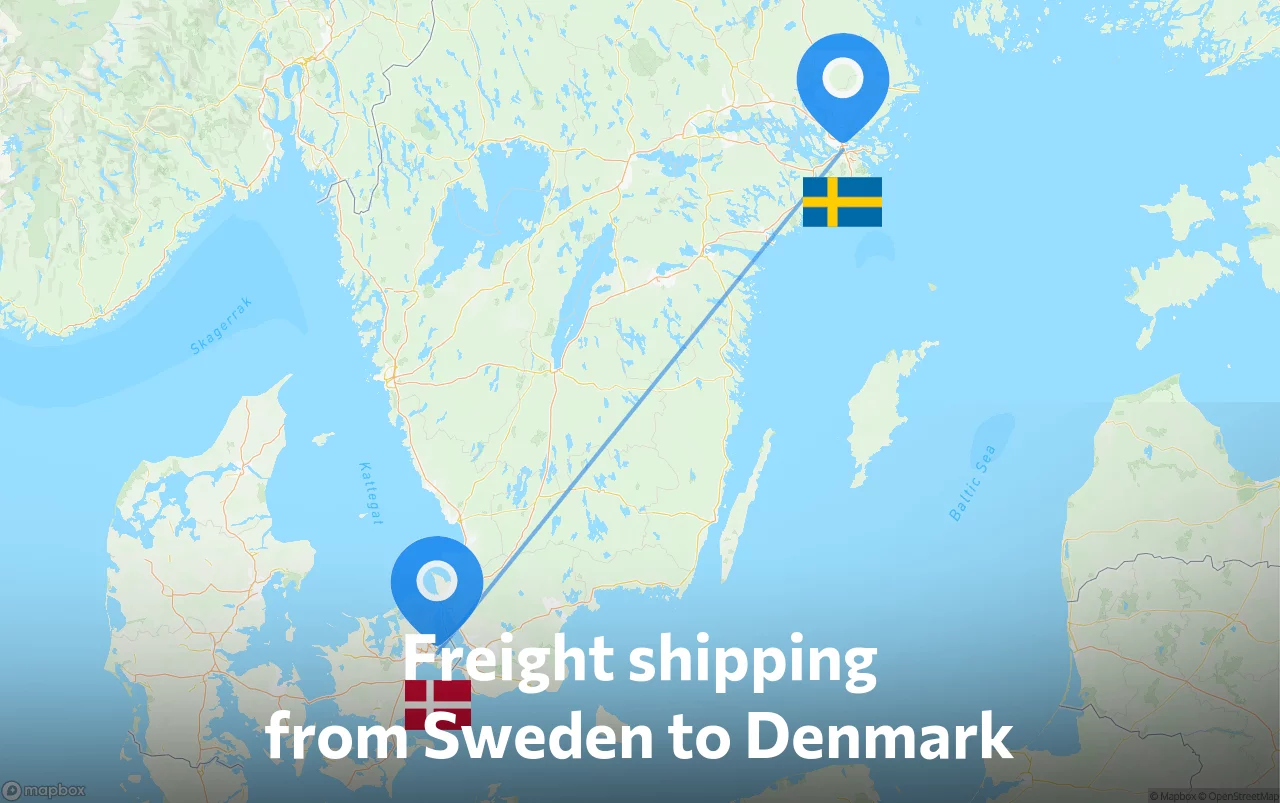 Shipping route from Sweden to Denmark