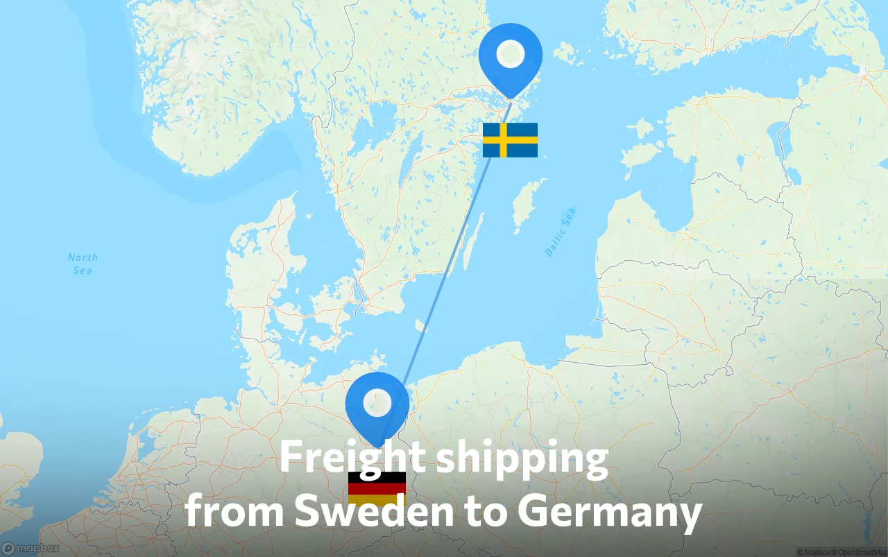 Shipping route from Sweden to Germany