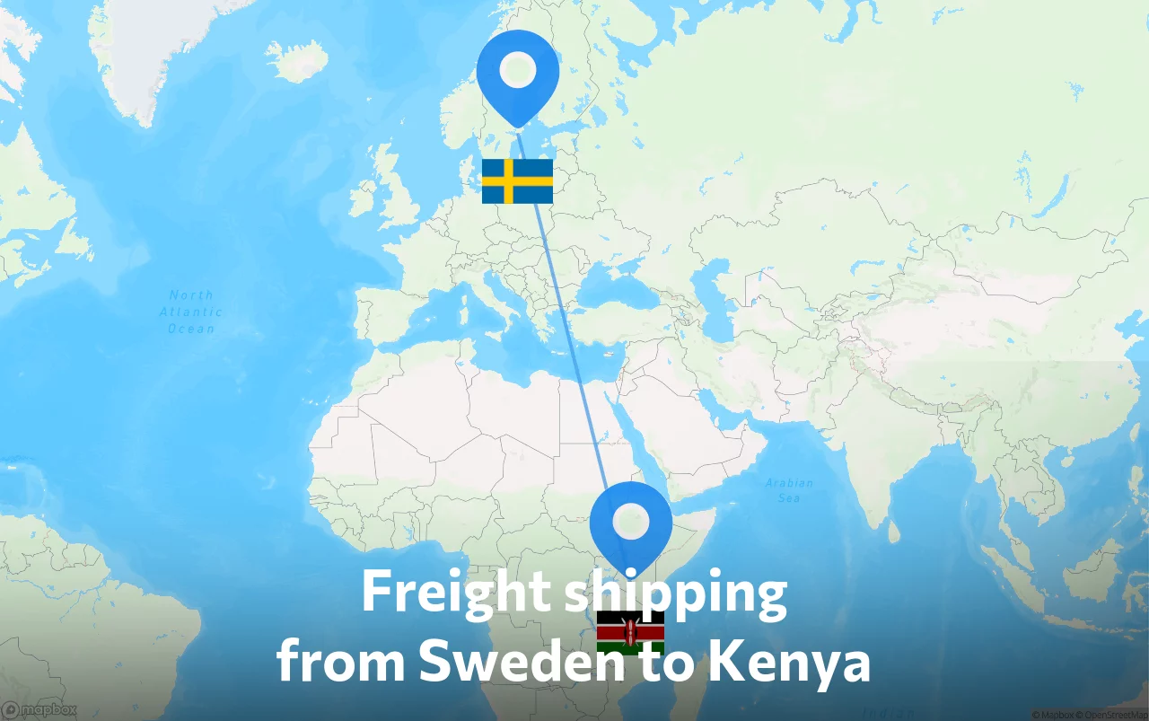 Shipping route from Sweden to Kenya