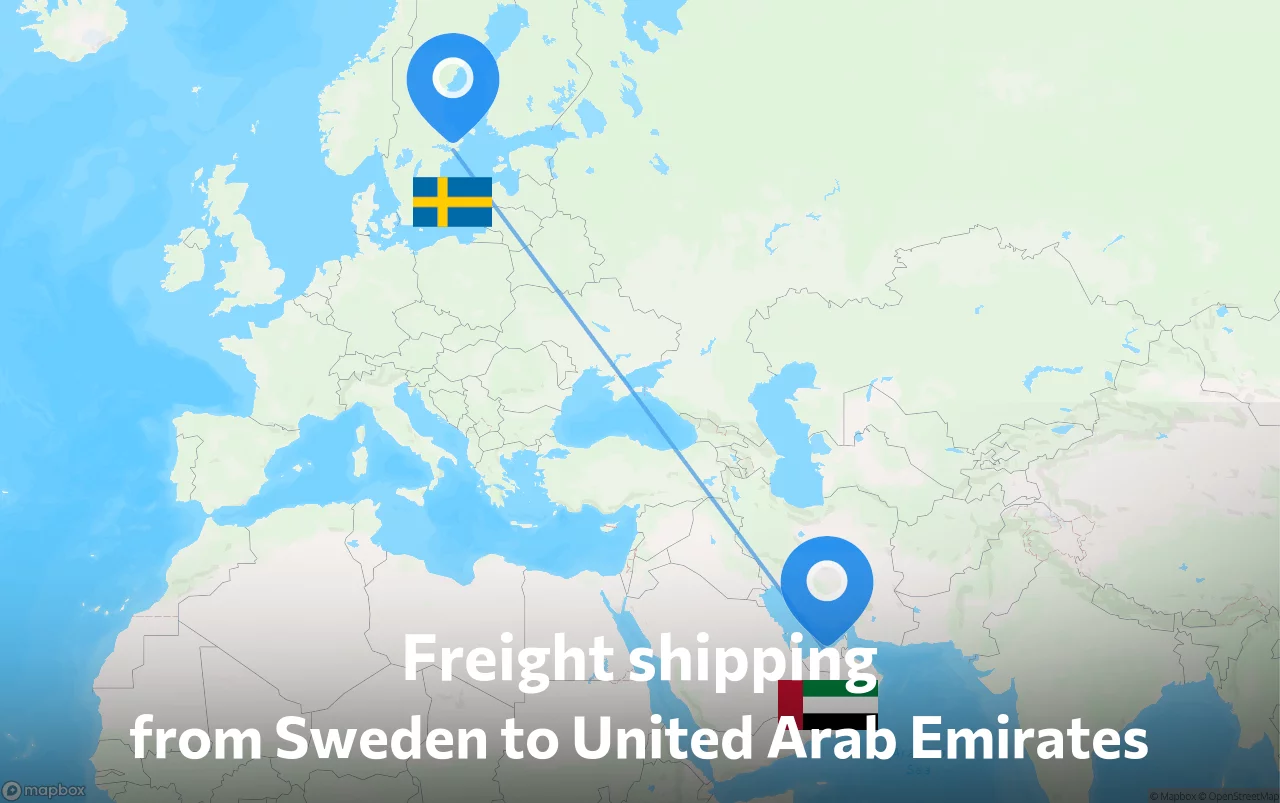 Shipping route from Sweden to United Arab Emirates