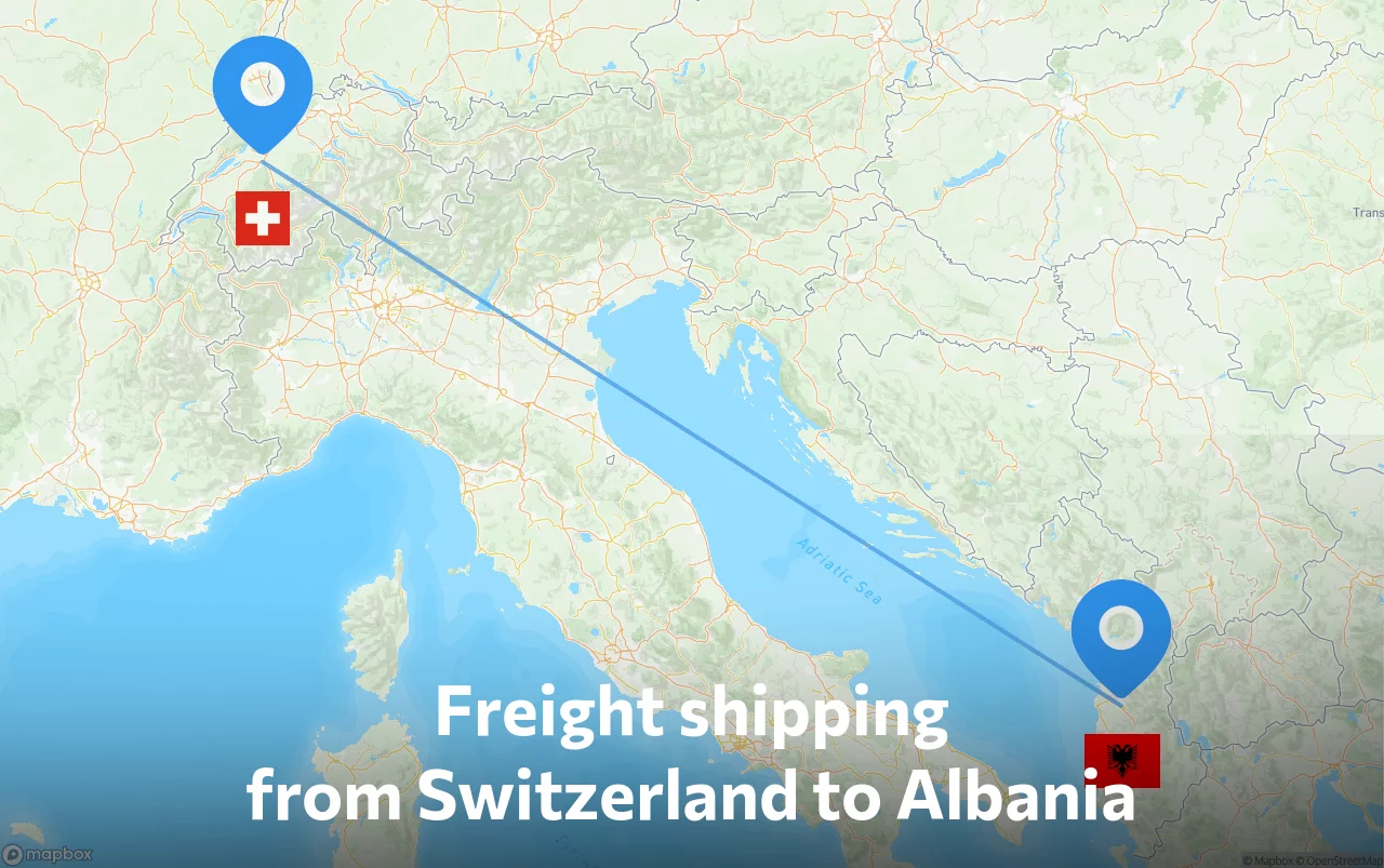 Shipping route from Switzerland to Albania