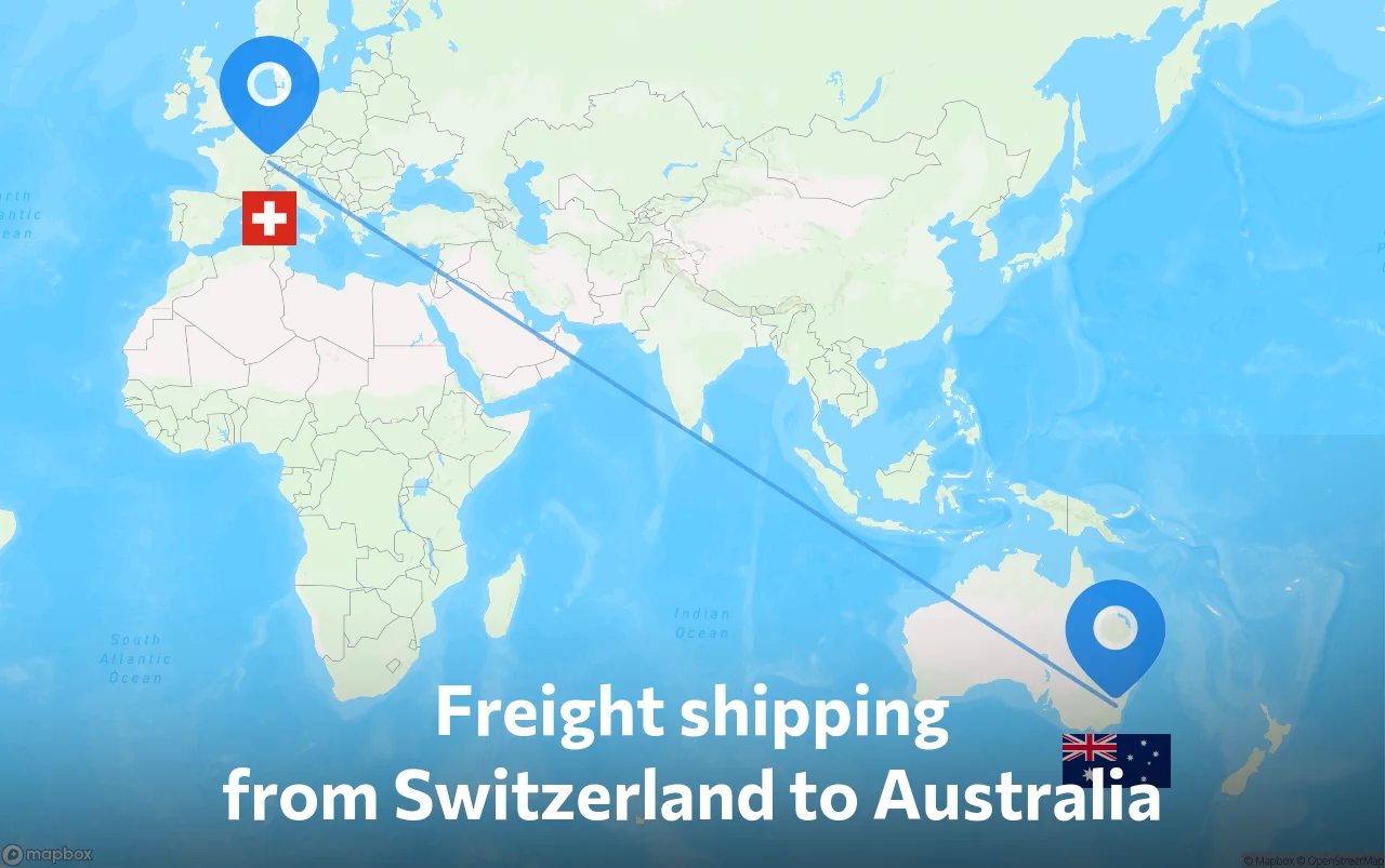 Shipping route from Switzerland to Australia