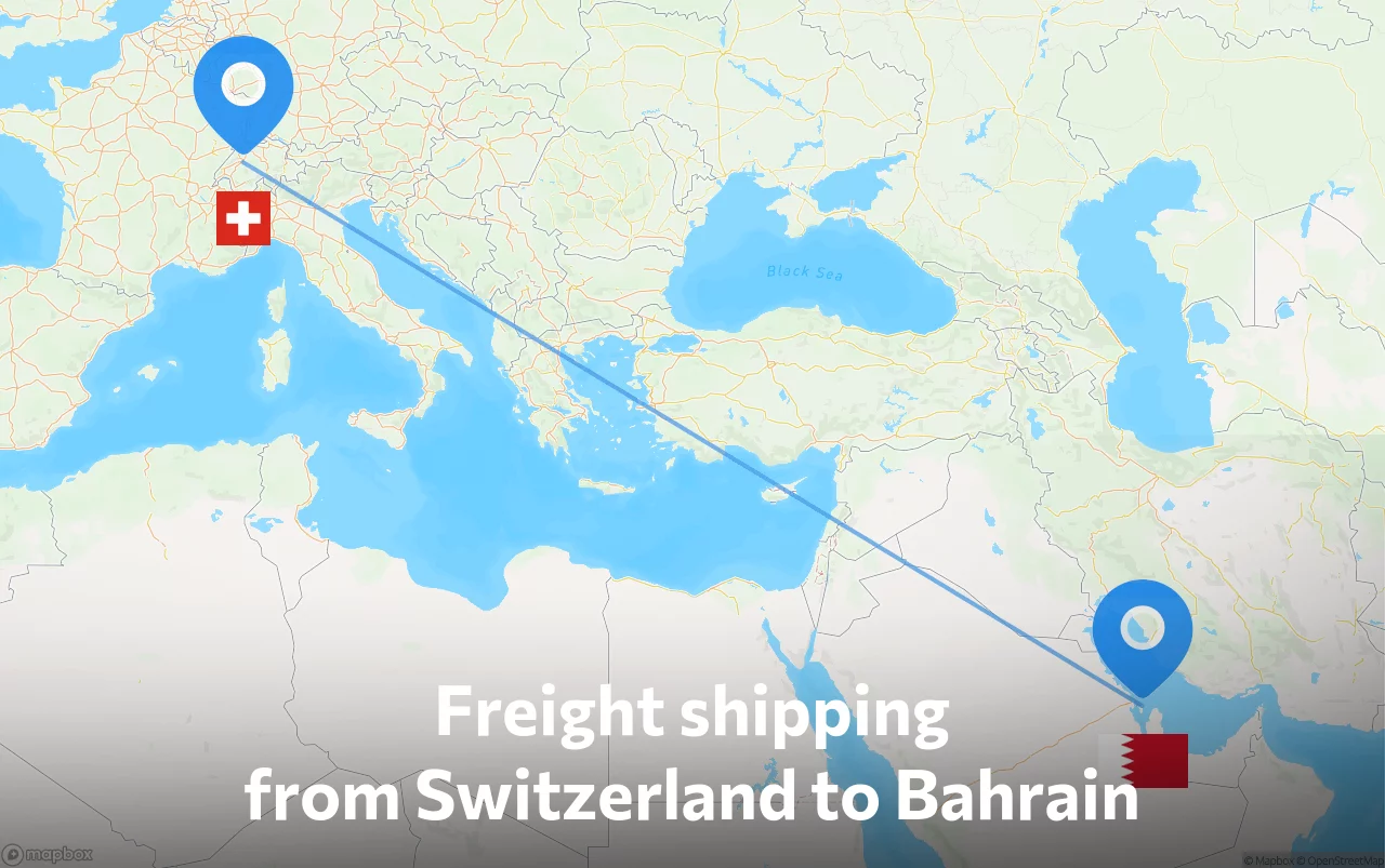 Shipping route from Switzerland to Bahrain