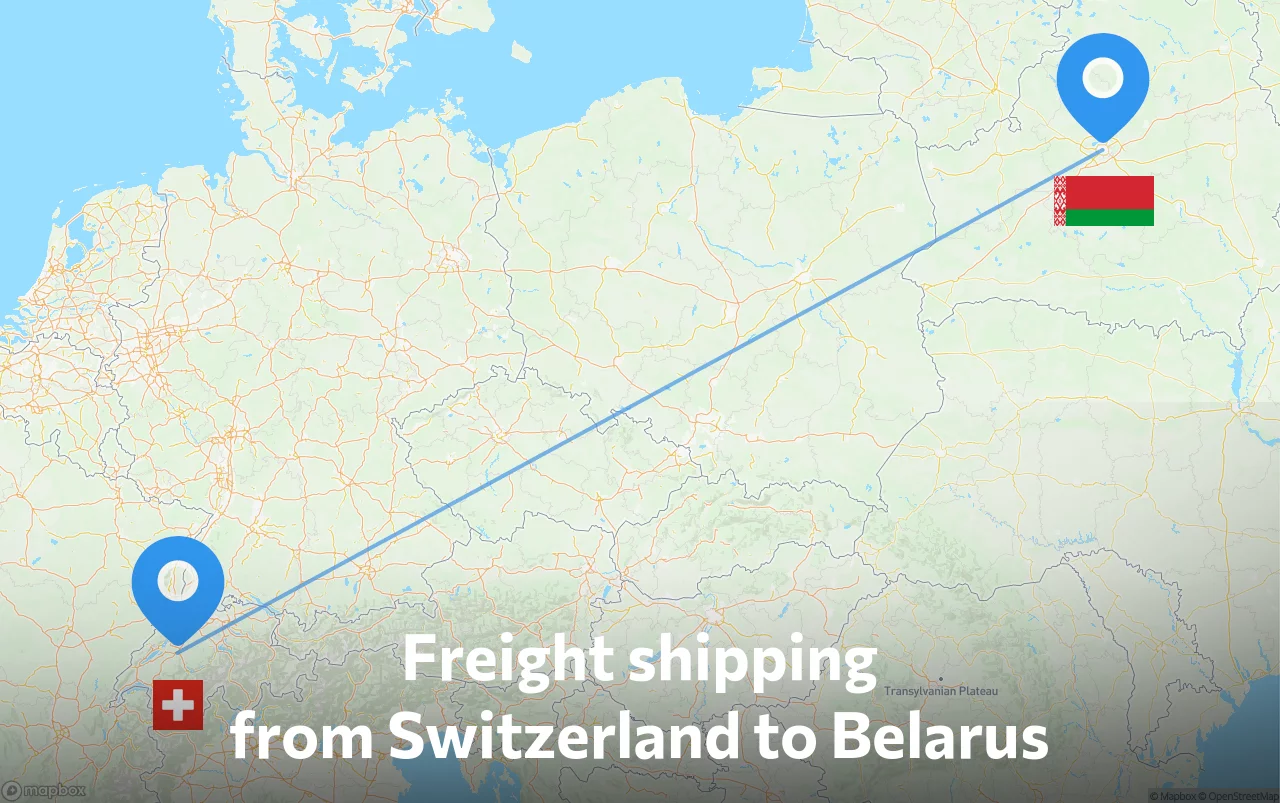Shipping route from Switzerland to Belarus