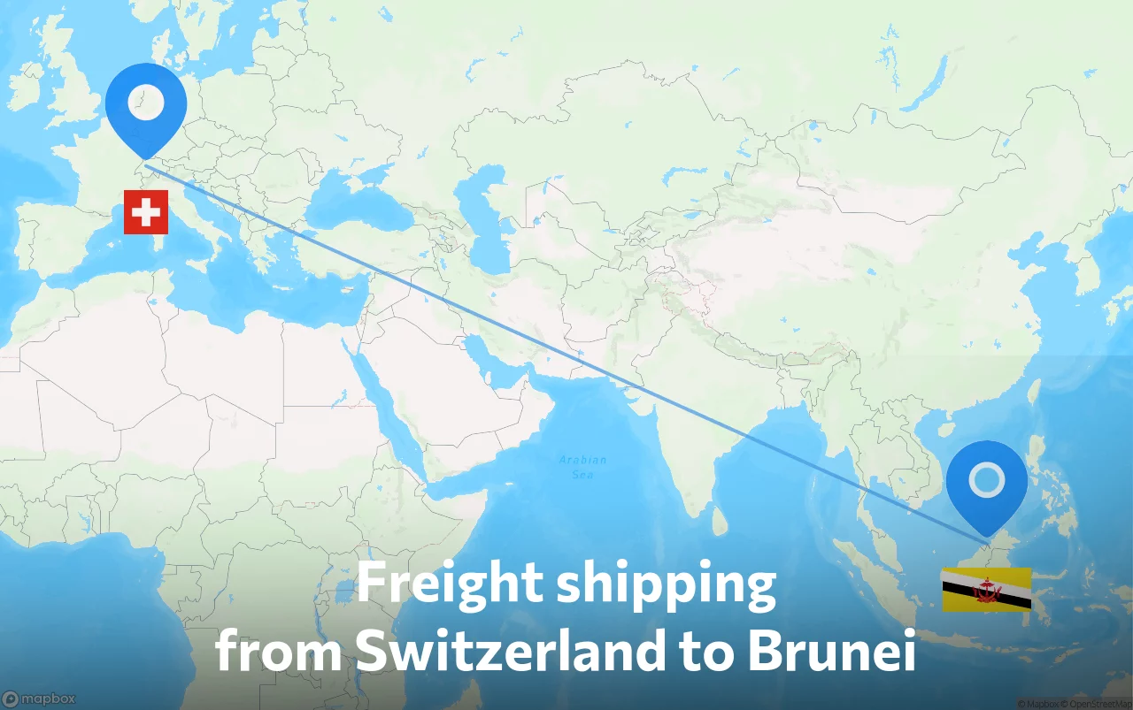 Shipping route from Switzerland to Brunei