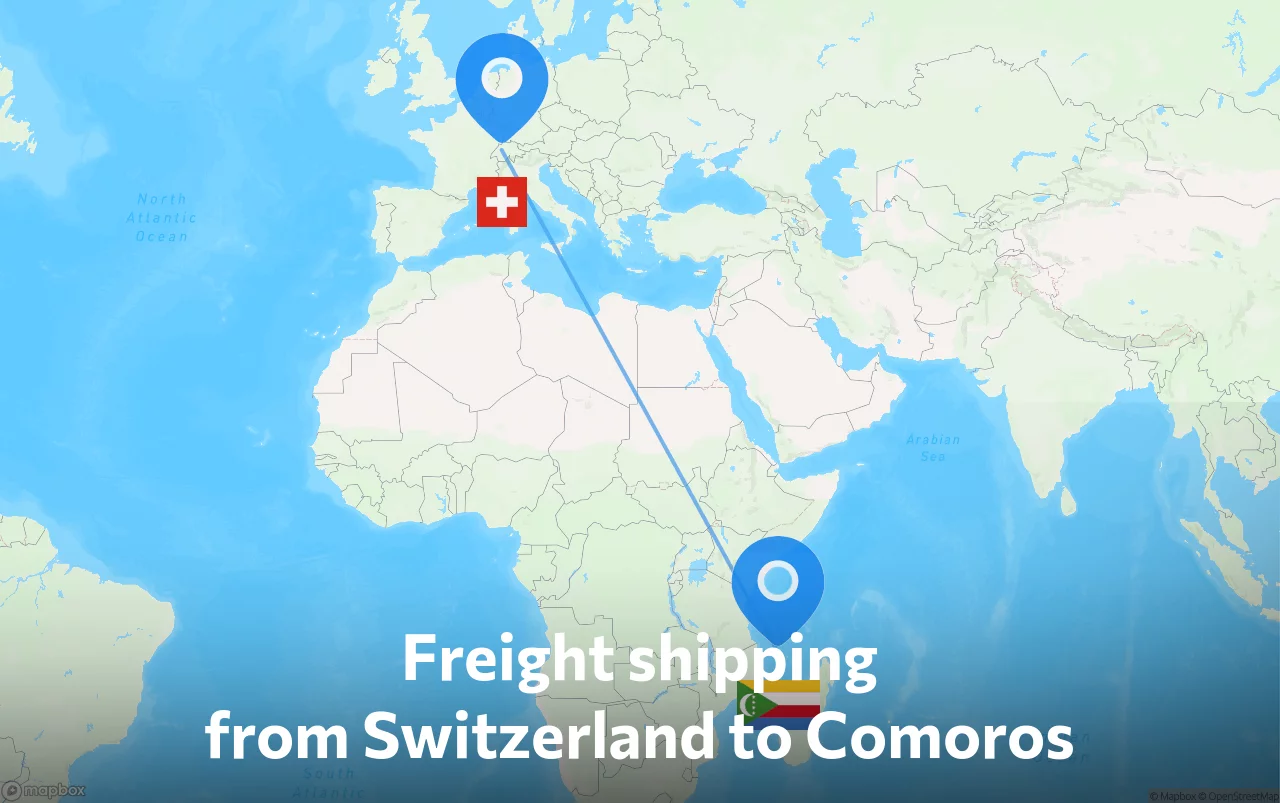 Shipping route from Switzerland to Comoros