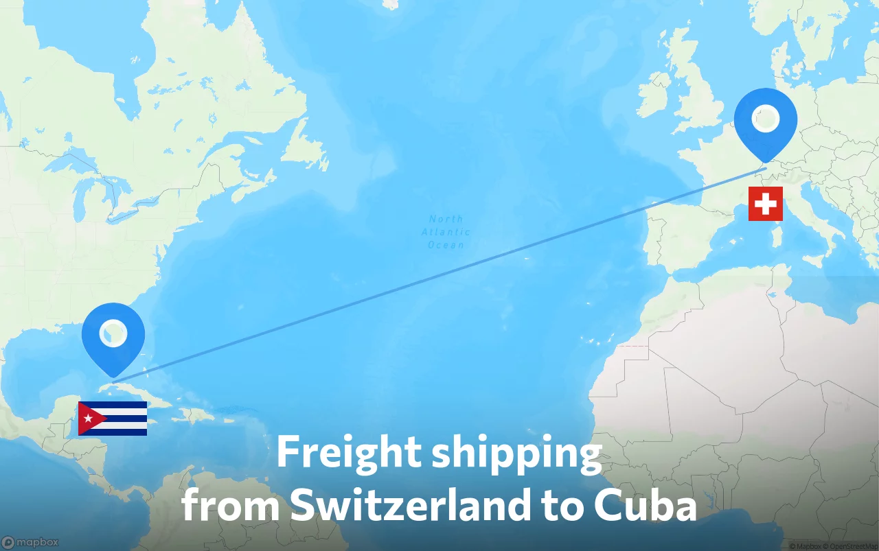 Shipping route from Switzerland to Cuba