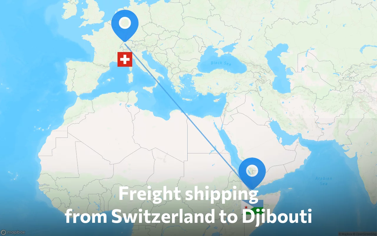 Shipping route from Switzerland to Djibouti