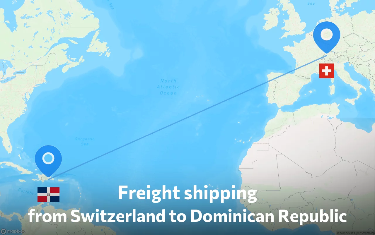 Shipping route from Switzerland to Dominican Republic