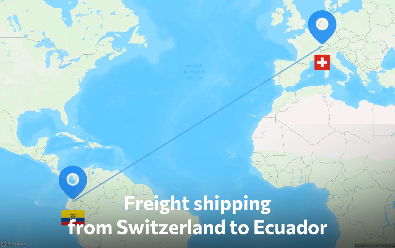 Shipping route from Switzerland to Ecuador