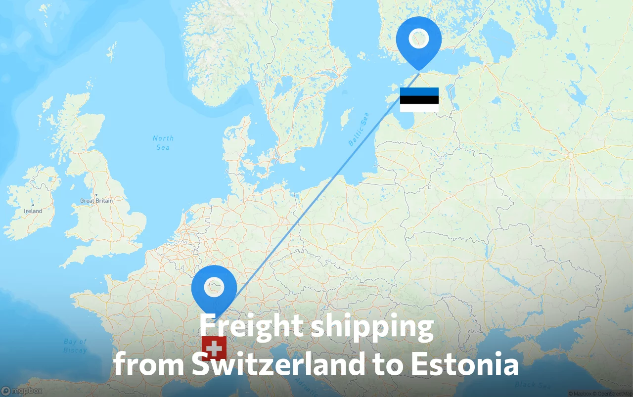 Shipping route from Switzerland to Estonia