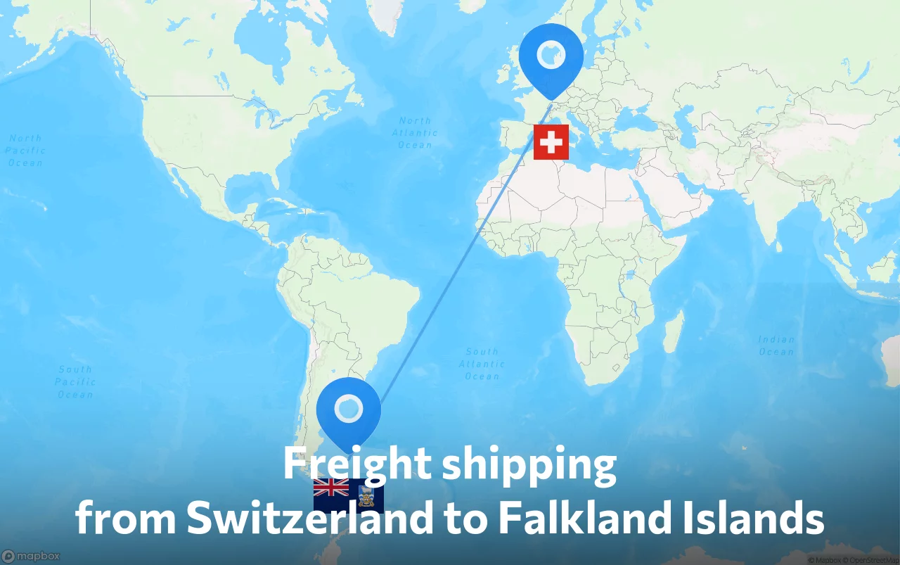 Shipping route from Switzerland to Falkland Islands