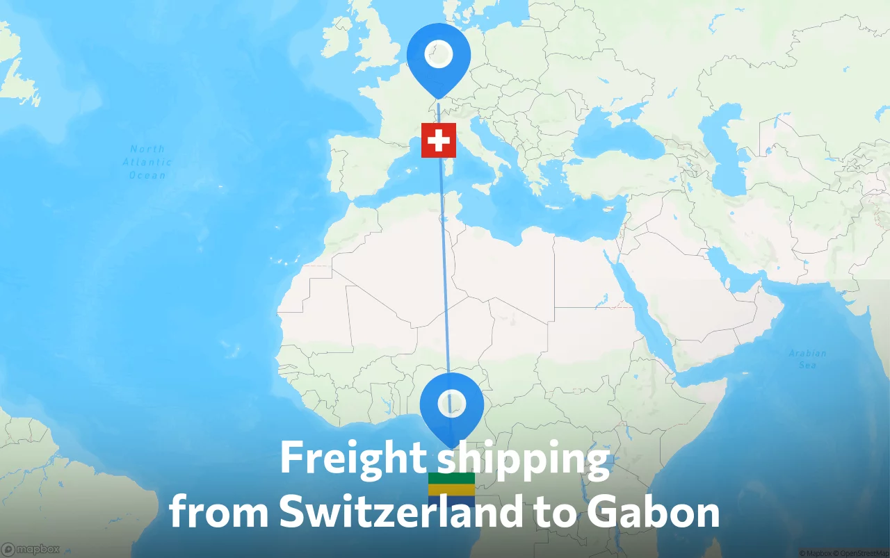 Shipping route from Switzerland to Gabon