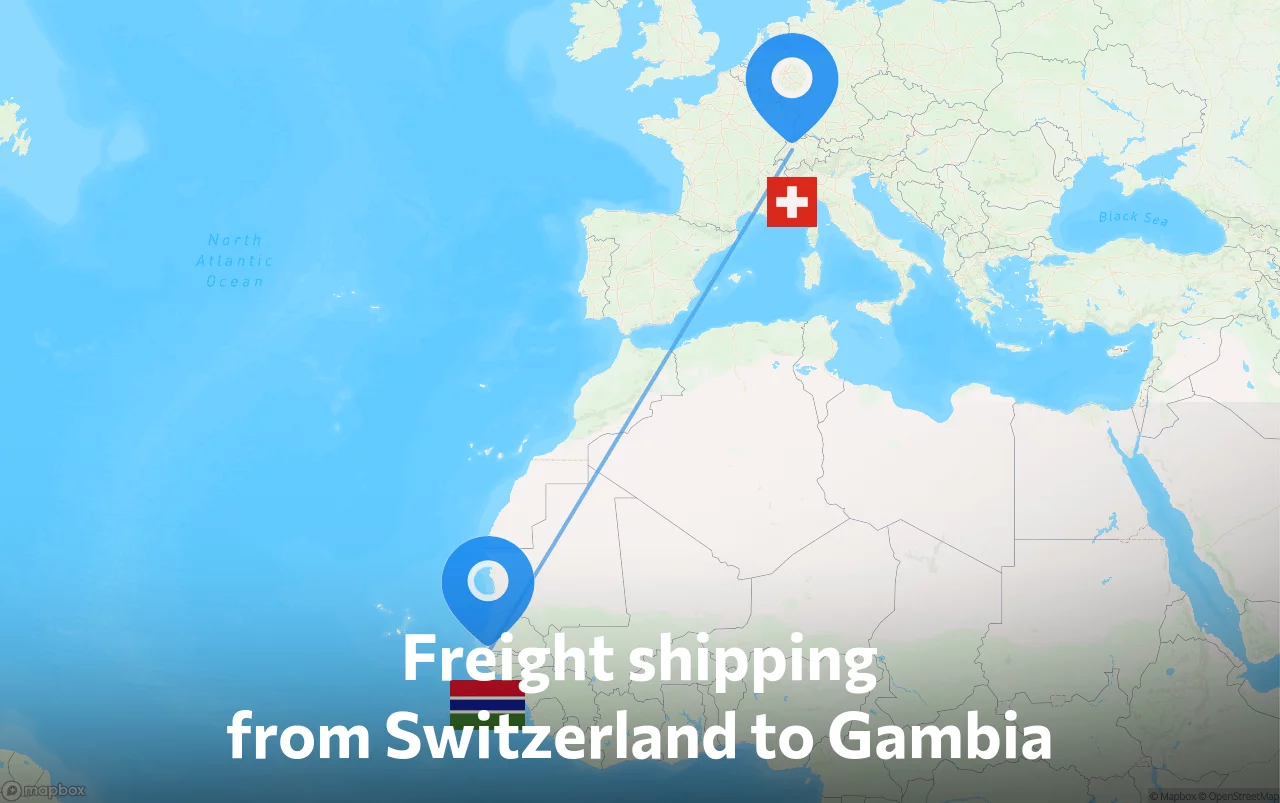 Shipping route from Switzerland to Gambia