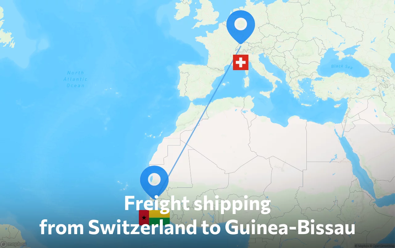 Shipping route from Switzerland to Guinea-Bissau