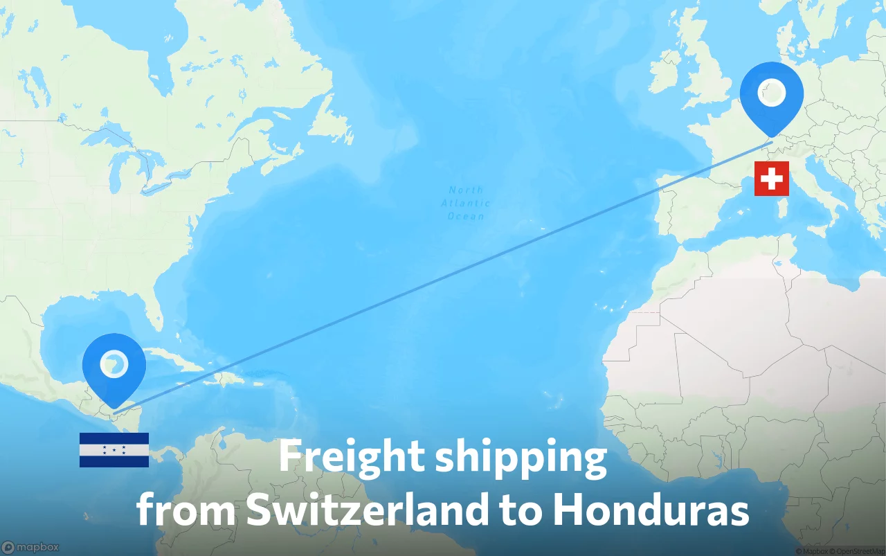 Shipping route from Switzerland to Honduras