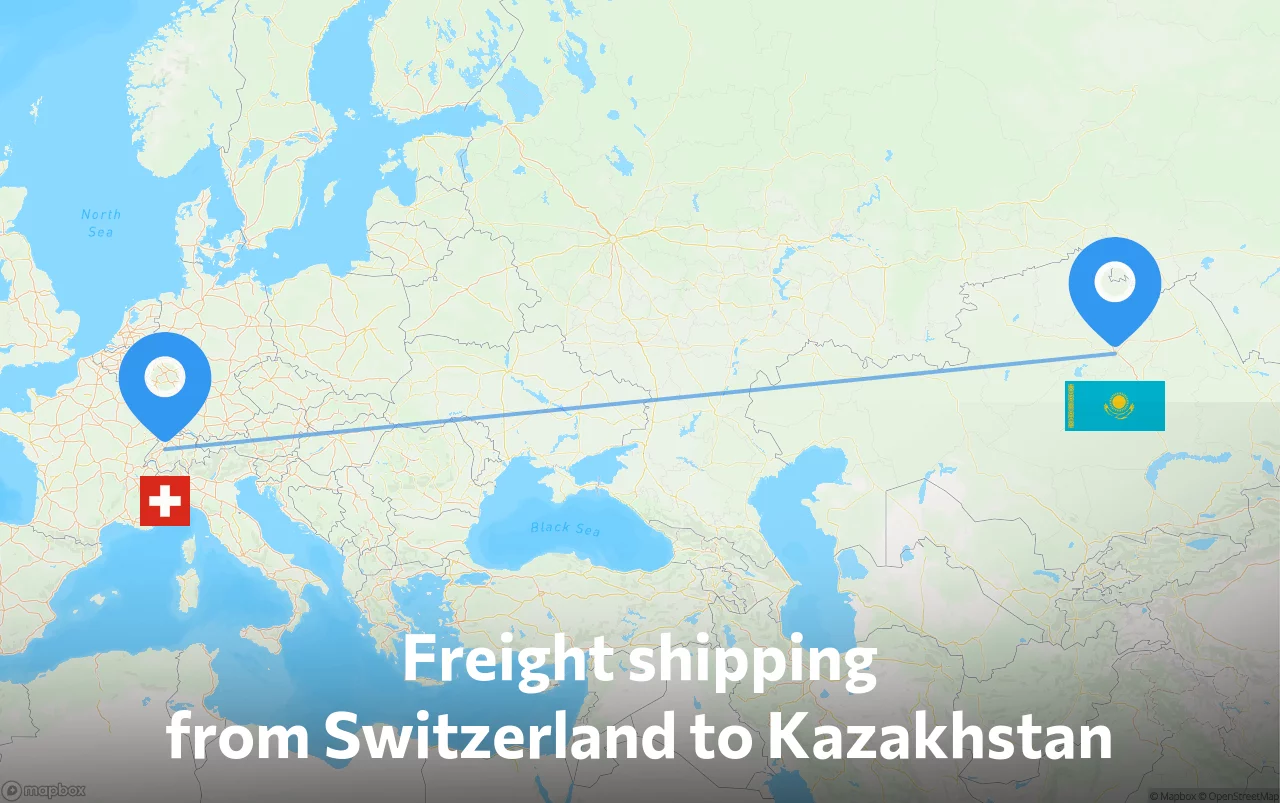 Shipping route from Switzerland to Kazakhstan