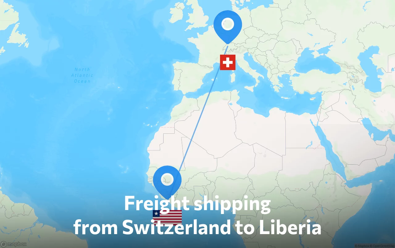 Shipping route from Switzerland to Liberia