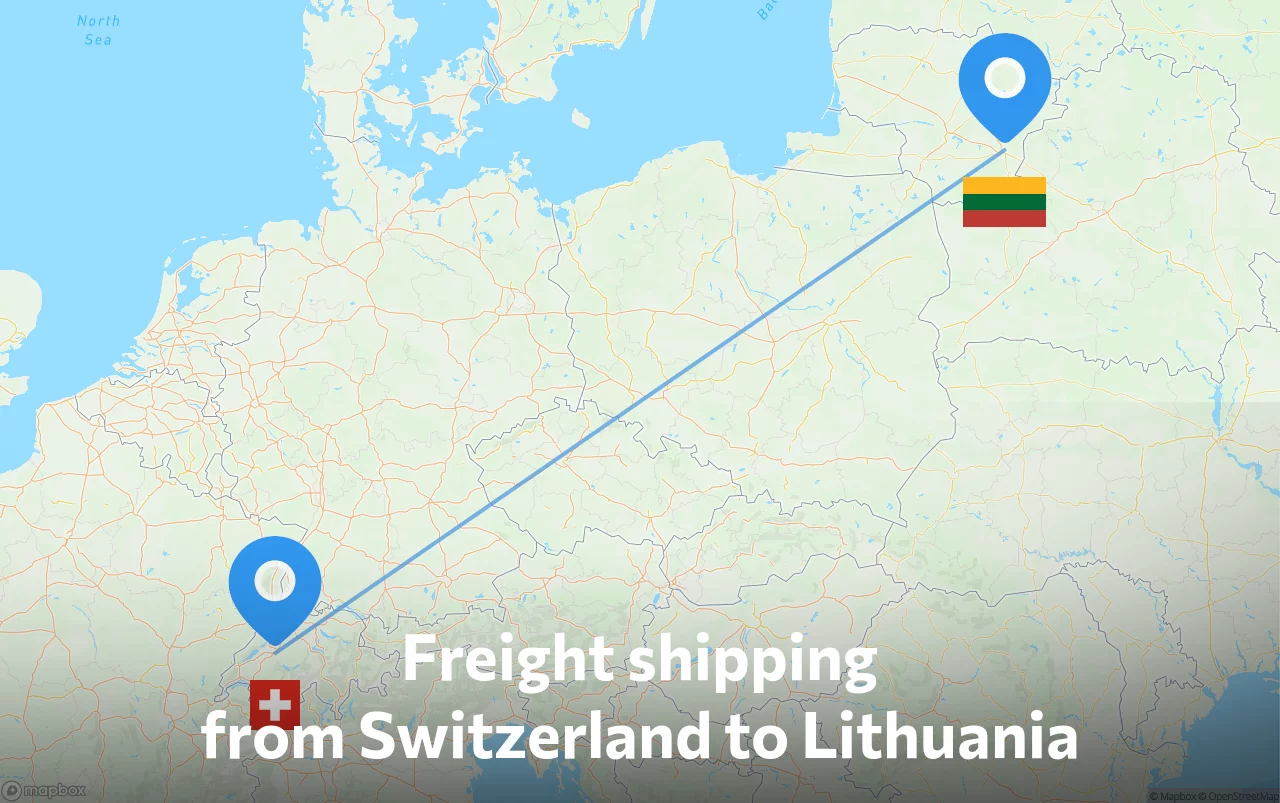Shipping route from Switzerland to Lithuania