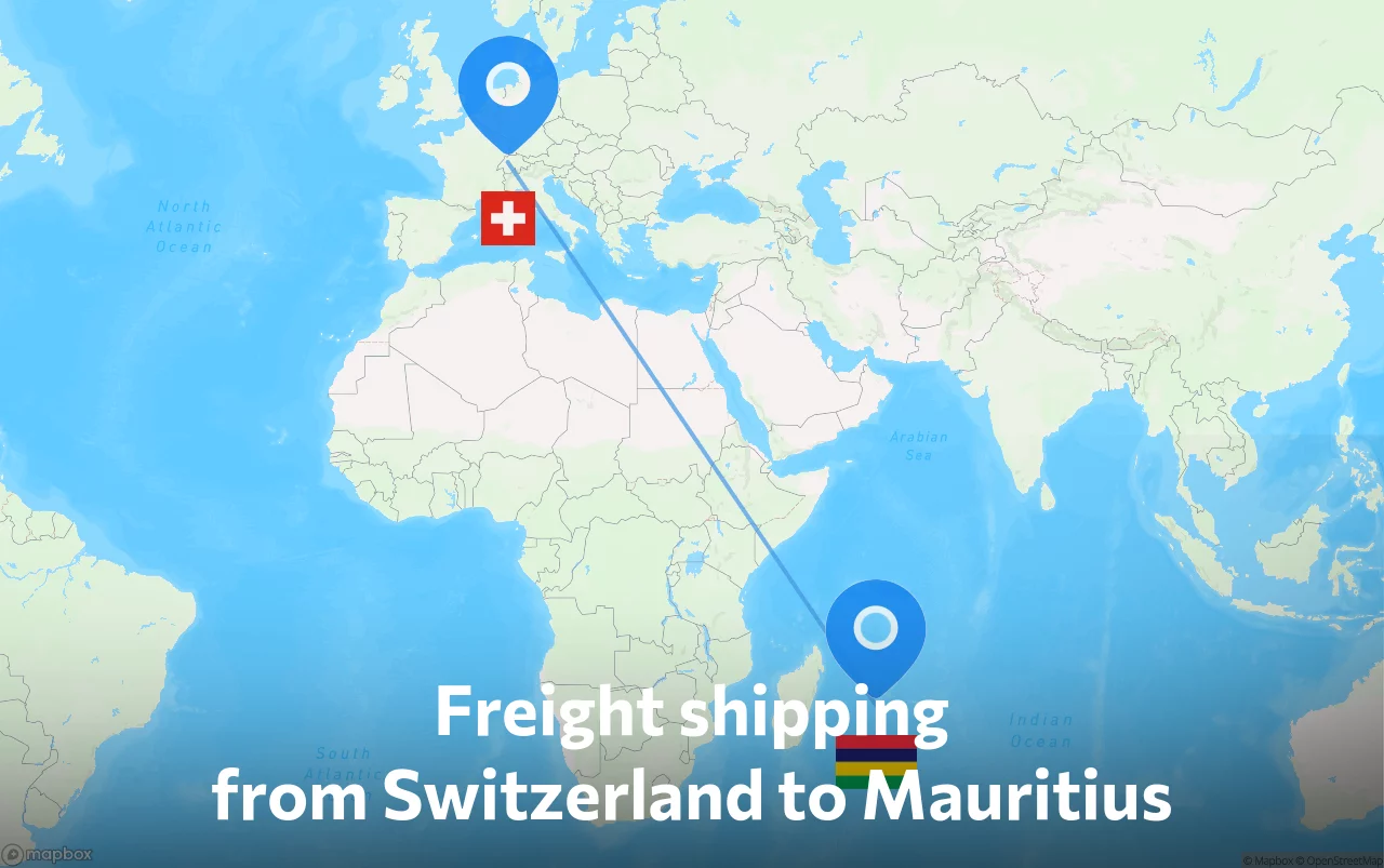 Shipping route from Switzerland to Mauritius