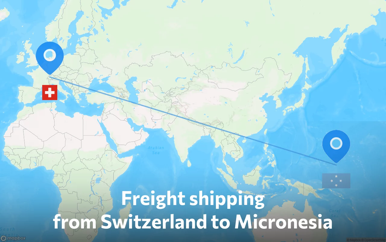 Shipping route from Switzerland to Micronesia