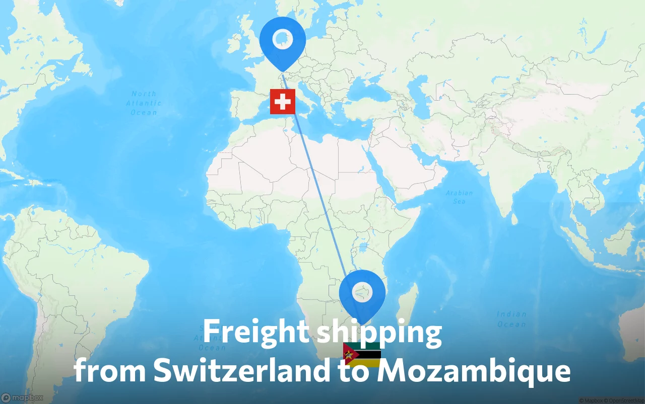 Shipping route from Switzerland to Mozambique